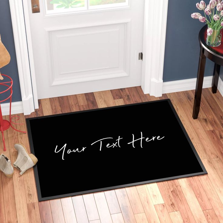 black-personalized-doormats